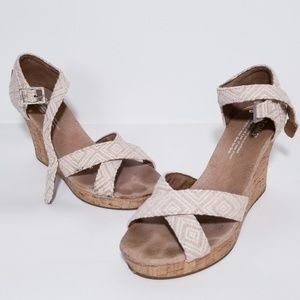 Toms Sienna Cork Wedge Sandals Sz 6.5